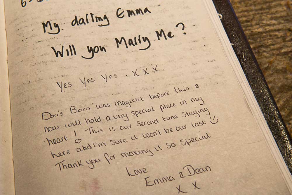 Wedding proposal and acceptance at The Grove Cottages, Suffolk